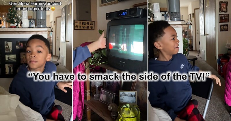 Gen Alpha visiting his grandma is left completely confused after mom tells him to hit the side of the old TV to fix it, hilarity ensue: 'My baby has no idea!'