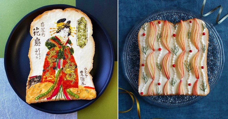Manami Sasaki toast art, art on toast, food art on bread, Japanese toast artist, breakfast art, edible masterpieces, toast art listicle, toast art designs, creative toast ideas, art inspired food