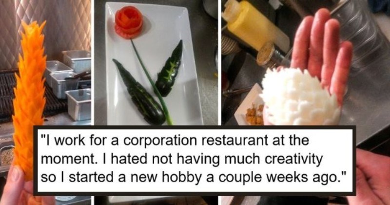 pictures of people's out-of-the-ordinary hobbies - cover pic "I work for a corporation restaurant at the moment. I hated not having much creativity  so I started a new hobby a couple weeks ago."
