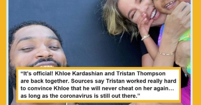 satirical weekly diary of top celebrity news | thumbnail Text - It's official! Khloe Kardashian and Tristan Thompson are back together. Sources say Tristan worked really hard to convince Khloe that he will never cheat on her again… as long as the coronavirus is still out there.