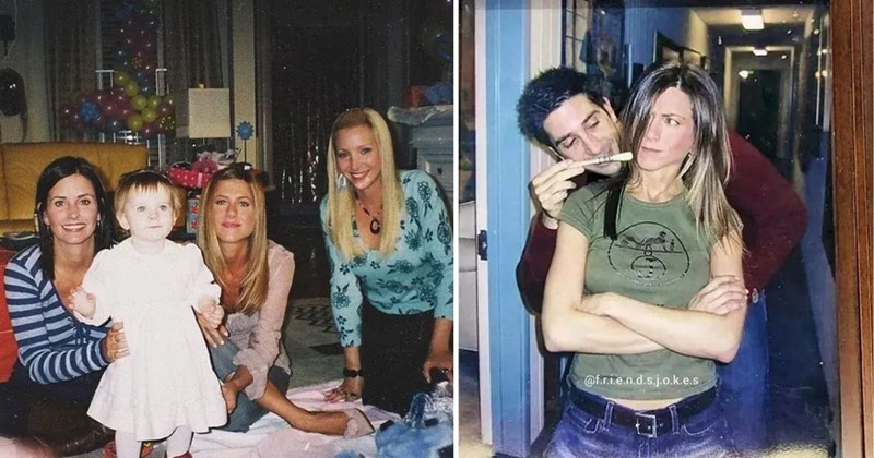 friends behind the scenes photos sitcom cast jennifer aniston courteney cox matthew perry david schwimmer lisa kudrow matt leblanc seinfeld comparison tv nostalgia