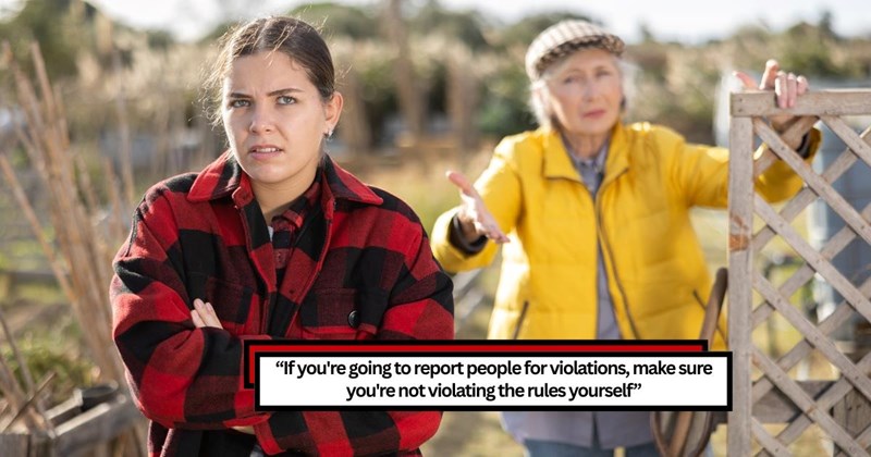 Rule-obsessed neighbor repeatedly reports woman to HOA for minor violations, so woman reads the whole rulebook, discovers that her neighbor's garden gnomes are too tall, so she reports her to HOA in retaliation