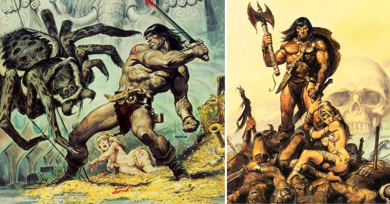 Earl Norem Conan art, Conan the Barbarian illustrations, classic fantasy artwork, Savage Sword of Conan covers, 1980s fantasy art, barbarian comic art, Conan poster art