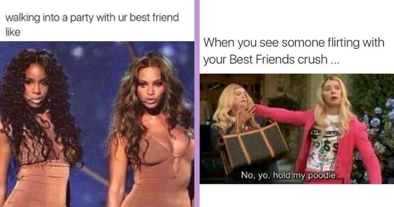 sassy snazzy sparkling going-out besties best-friends friends friendship girls girly best-friend-memes bestie-memes memes wingwoman wingman wingwoman-memes style party partying pair duo