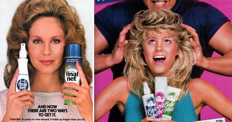 80s hair big hair 1980s hairstyles retro hair ads vintage hair products 80s nostalgia teased hair hairspray retro beauty trends funny vintage ads 80s fashion retro style 80s photos old school hair culture vintage aesthetics