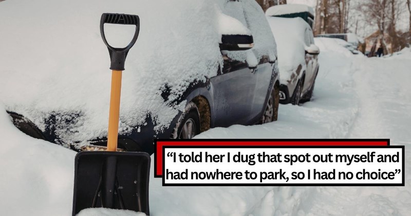 Tenant dug out his own parking spot during snowstorm, he left briefly and returned to find it taken, so he parked the car in, sparking tension when confronted by neighbor's visitor who occupied parking spot