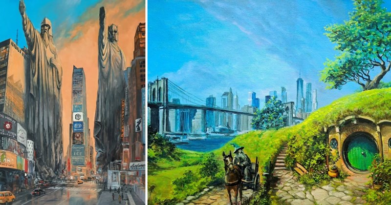 modern Lord of the Rings art, Dmitry Yakhovsky illustrations, LOTR modern day, Lord of the Rings reimagined, urban LOTR art, modern Frodo art, Gandalf modern version, contemporary Tolkien artwork