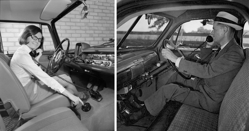 car phone history 1940s technology vintage car phones Motorola Bell Labs retro tech 1980s gadgets mobile phone evolution
