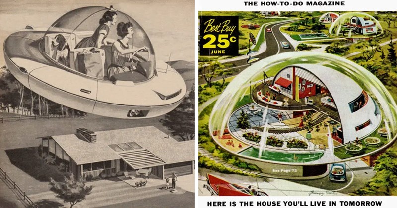 retrofuturism art, futuristic illustrations from the past, 1950s future predictions, year 2000 retro art, vintage sci-fi visions, how the past saw the future, jetpack dreams, retrofuturism aesthetic, Fantastic Four retro vibes, classic future design