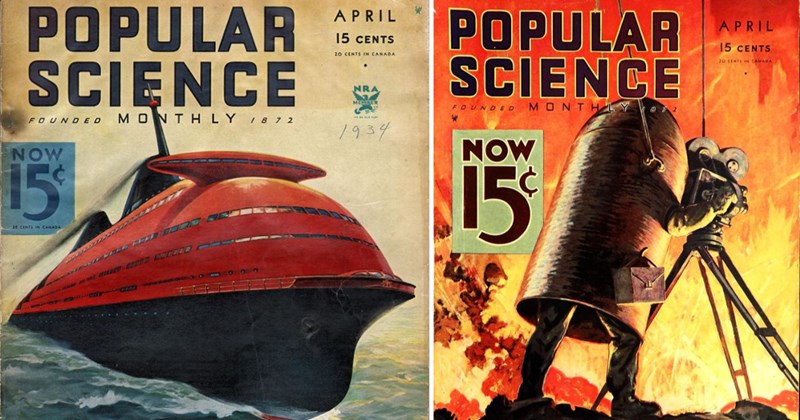 Popular Science vintage covers, 1920s Popular Science, 1930s Popular Science, retro science magazine, vintage science art, early 20th century technology, Popular Science history, Art Deco science covers